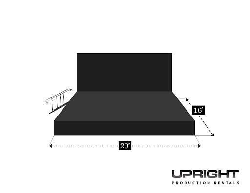 16*20 portable stage with 4 steps stairs case and a black backdrop